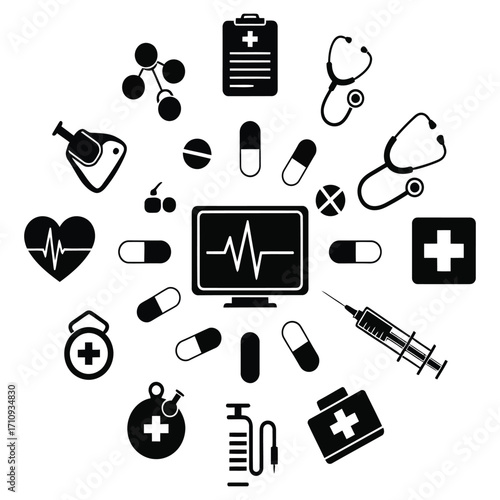 Medical Icons Healthcare, Wellness, and Treatment Symbols
