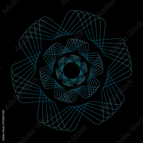 High resolution vector illustration of a cyan swirl pattern with smooth flowing curves and vibrant gradient tones