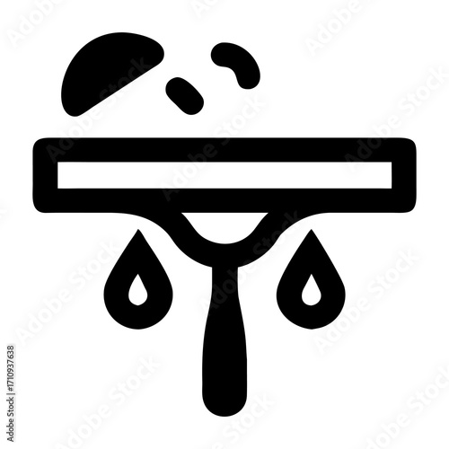 Vector illustration of a squeegee cleaning a surface, with water droplets falling