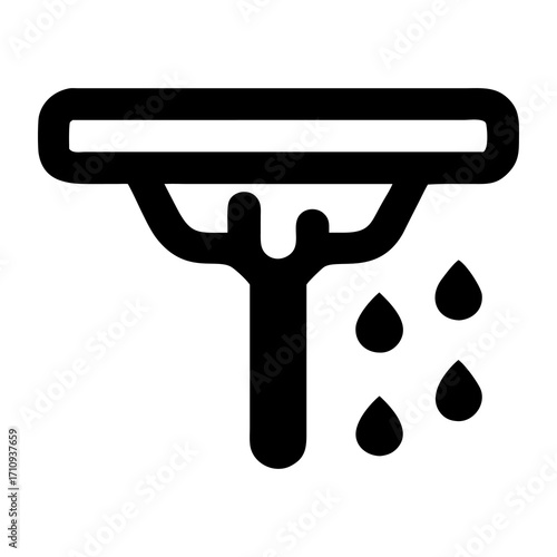 Squeegee Icon Cleaning Tool with Dripping Water Graphic