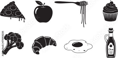 A Delicious Assortment Culinary Delights Featuring Pizza Apple and Olive Oil for Cooking and Baking plus Tasty Pastries and Breakfast Items