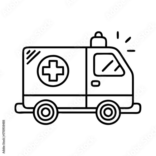 Vector art of ambulance car line icon emergency medical service vehicle vector outline illustration healthcare transport