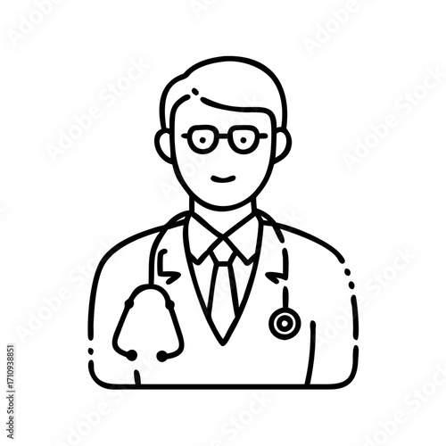 Illustration of a doctor, representing healthcare, medicine, and the medical profession and patient care