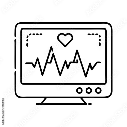 Vector art of heart rate monitor medical equipment for measuring heartbeat cardiogram display healthcare concept