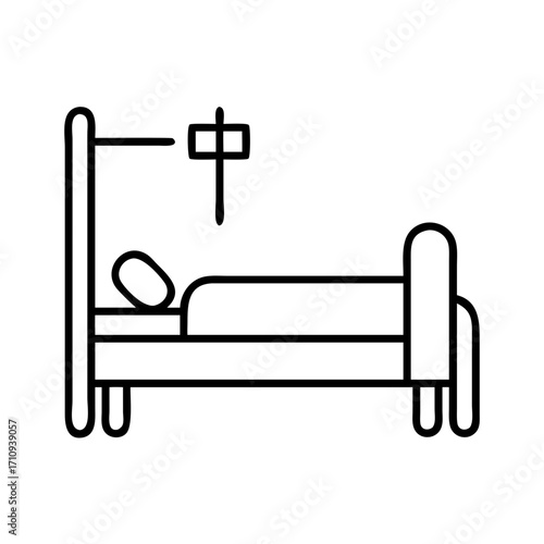 Vector art of hospital bed line icon medical bed symbol healthcare, medical treatment, and recovery concept vector illustration