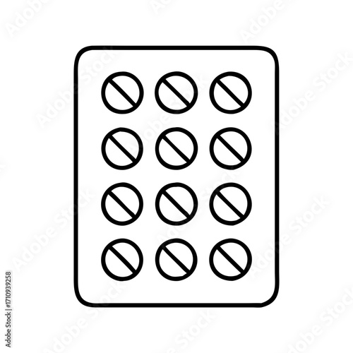 Vector art of pills in blister pack pharmaceutical drugs, medication, and treatment for health medical concept