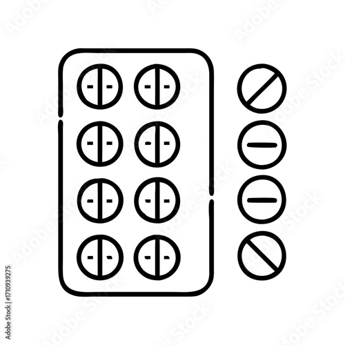 Vector art of pills in blister pack pharmaceutical drugs, medication, and treatment for health medical concept