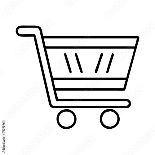 Vector art of shopping cart icon black thin line art symbol of trolley for online store supermarket basket for buying