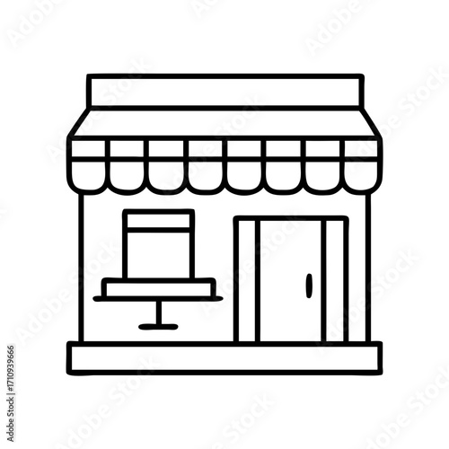 Illustration of a shop with awning perfect for illustrating small business, retail, or local commerce concepts