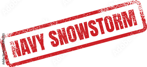 A red stamp declares Heavy Snowstorm in a grunge design