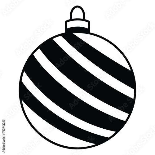 Flat Color Christmas Bauble Decorated With Stripes