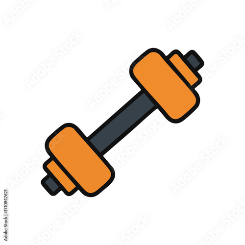 Dumbbell Fitness Equipment Icon. Vibrant hand weight representing physical activity, strength, and well-being. This lively graphic promotes an active lifestyle.
