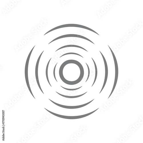 Concentric Sound Wave Pattern. Illustrates energy expanding outwards, denoting audio vibration or internet connectivity. A clean graphic for conveying spread, notice, or digital signal.