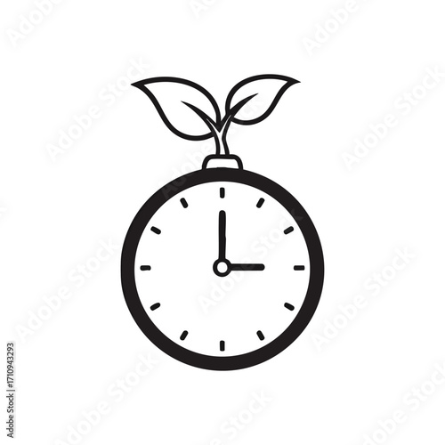 Time and Nature Growth Concept. This simple graphic symbolizes the importance of mindful investment in development, progress, and ecological flourishing over a duration.