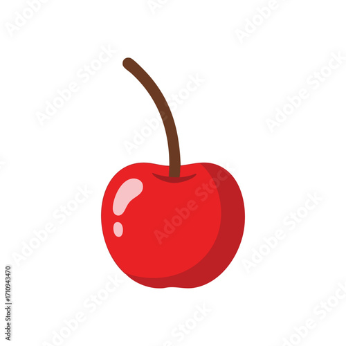 Fresh Juicy Red Cherry Design. A delightful, ripe crimson fruit with a vibrant sheen, symbolizing deliciousness and summery zest. Ideal for healthy concepts.