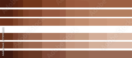 A collection of six brown color swatches gradient shades on transparent background