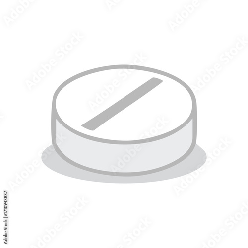 White Medicine Tablet Icon. Clean illustration of a therapeutic capsule. This depiction represents health, wellness, relief, and daily essential care for recovery.