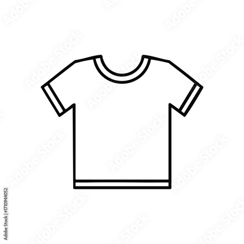 Basic Tee Shirt Outline Icon. A crisp vector illustration of a fundamental short-sleeved apparel item, perfect as a versatile template for custom designs or branding concepts.