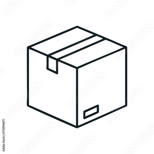 Simple Box Outline. An uncluttered graphic depicts a sealed container, suggesting dispatch, receipt, or something new inside.
