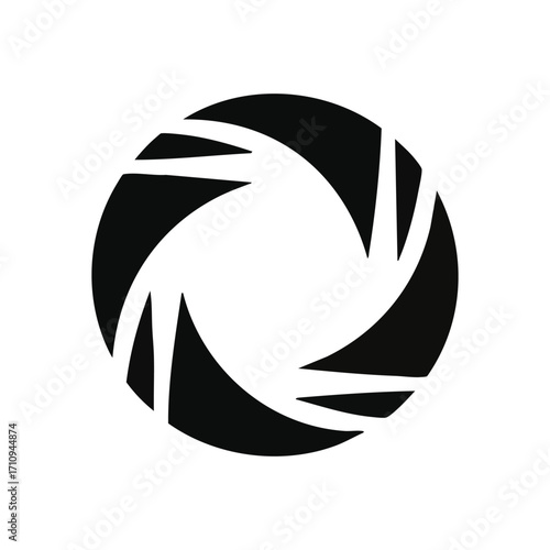 Photography Aperture Symbol. Sleek optical device iris for visual focus and creative vision. Represents precision, capturing moments, and artistic perspective.