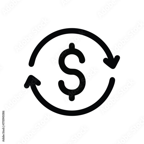 Dollar Transaction Cycle. This emblem signifies ongoing monetary transfers, denoting reoccurring payments, refunds, or currency swaps. It visually expresses economic circulation and financial.