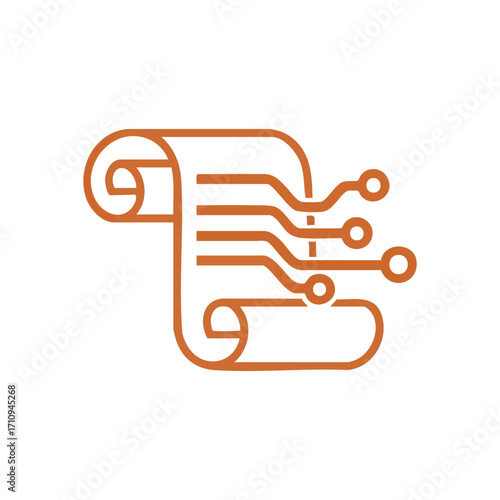 Legal Tech Digital Information. This graphic illustrates the fusion of formal documents with modern computing. It symbolizes e-governance, smart agreements, and data management.