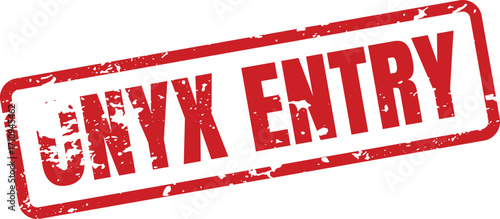 A red rectangular stamp displays the words UNYX ENTRY in a grunge style
