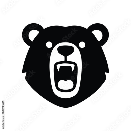 Roaring Bear Head Graphic. This bold illustration captures a mighty ursine beast with bared fangs, symbolizing strength, ferocity, and raw untamed wilderness.