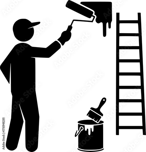 Painter silhouettes, House painters silhouettes