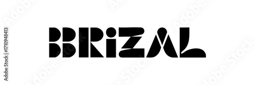 Modern Brazil Typography Logo Design – Minimalist Black Geometric Letters Isolated on Transparent Background, Contemporary Branding Art