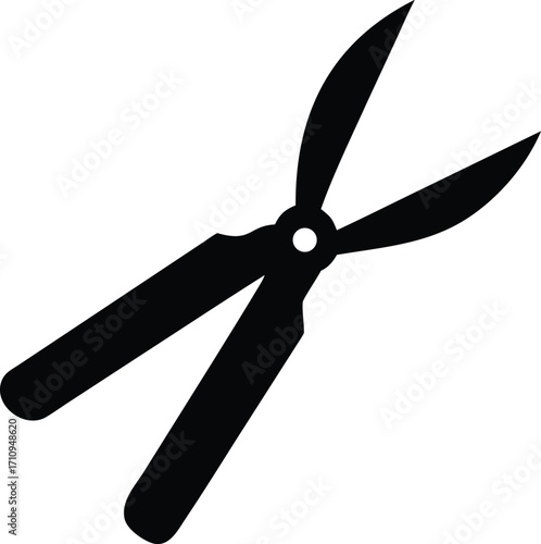 Garden Shears Silhouette Vector Illustration of Landscaping Tool Icon for Outdoor Gardening Design