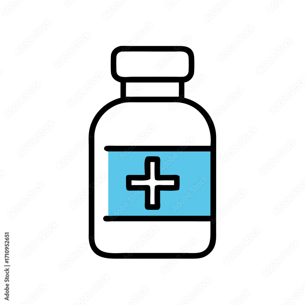 Obraz premium Illustration of medical bottle with plus sign for healthcare and pharmaceutical concepts design