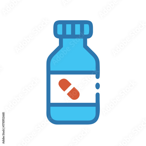 Medicine bottle with capsule pill for healthcare and pharmaceutical industry vector illustration