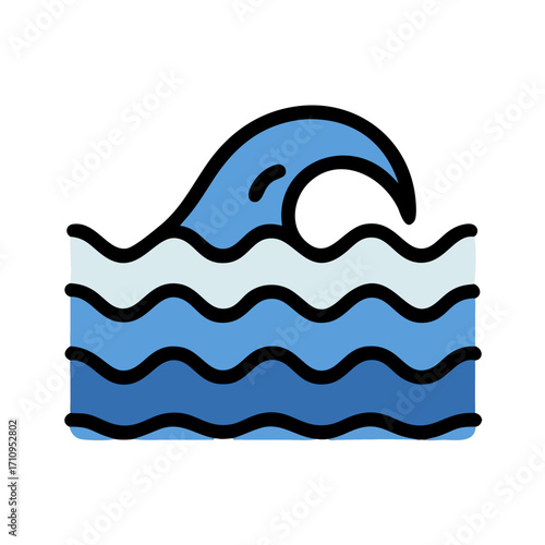 Cartoon ocean wave illustration vector graphic design water sea nature blue summer travel surf 90