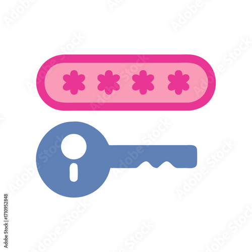Secure password protection key access authentication login security privacy illustration vector graphic