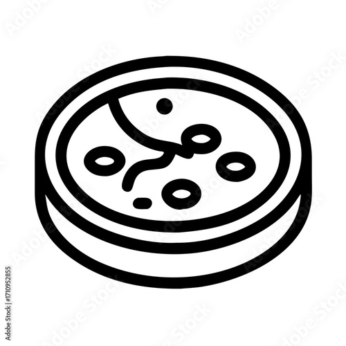 Petri dish with bacteria culture vector icon for microbiology research and science experiments use 90