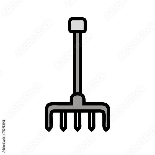 Illustration of garden rake tool for gardening and farming equipment for lawn and yard work