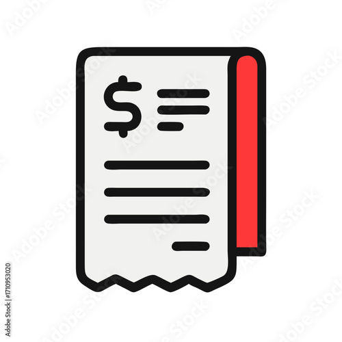 Illustration of a financial receipt for business expenses and accounting with dollar sign symbol