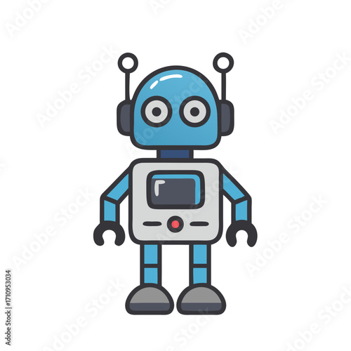 Cartoon robot character illustration vector design for robotics and artificial intelligence tech