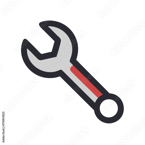Vector illustration of a silver wrench tool for repair maintenance and construction work needs