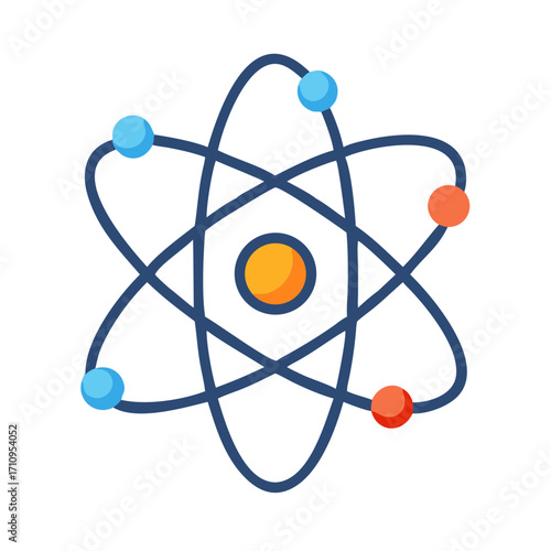 Atom structure illustration for science education physics and chemistry learning resources design element