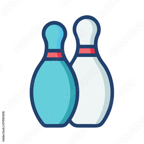 Bowling pins vector illustration for bowling sports equipment and recreational activity game design element