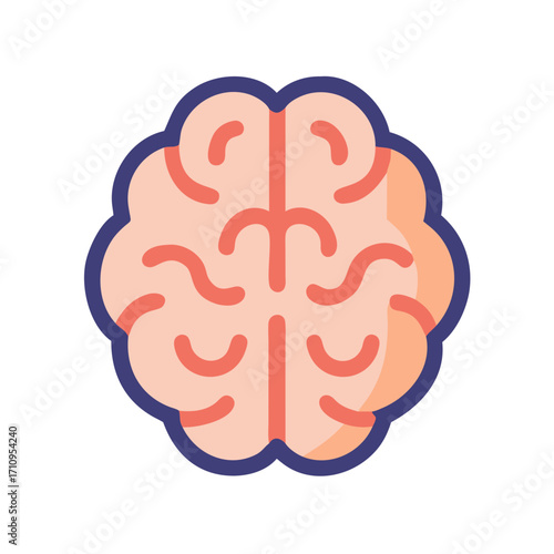 Human brain anatomy illustration for medical education and neuroscience research design icon