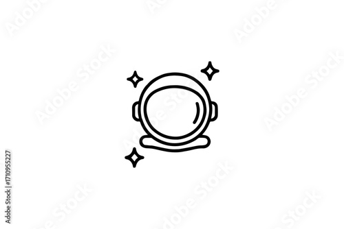 Cosmic Astronaut Helmet Line Icon