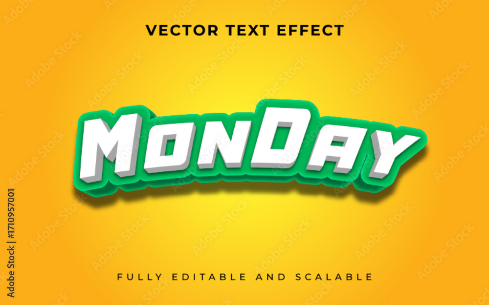 Obraz premium Monday 3D editable text effect