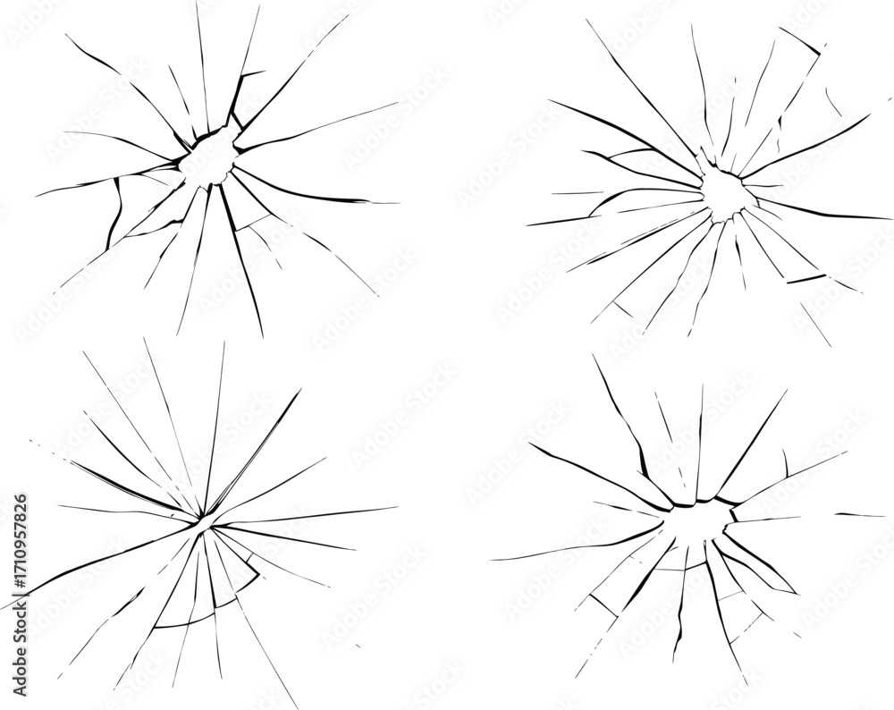 broken glass with cracked texture on a white background For Creative design. glass effects featuring jagged broken lines, impact cracks, fissures, and smashed textures.
