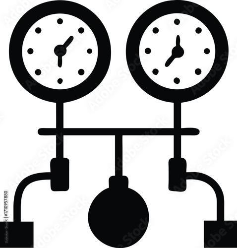 Refrigerant Gauge Silhouette Vector Illustration of HVAC Technician Tool Icon for Cooling and Heating System Design