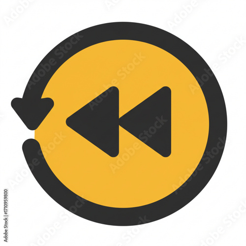 Illustration of rewind button icon with circular arrow