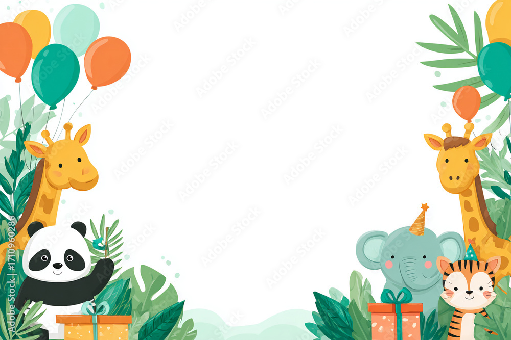 Fototapeta premium Colorful Animal Party Illustration