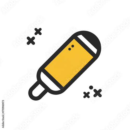 Illustration of yellow popsicle with black outline